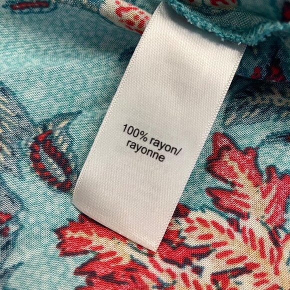 Maurices Floral Open Front Top Batwing Sleeve Turquoise/Multi Size S/M New - Picture 9 of 9
